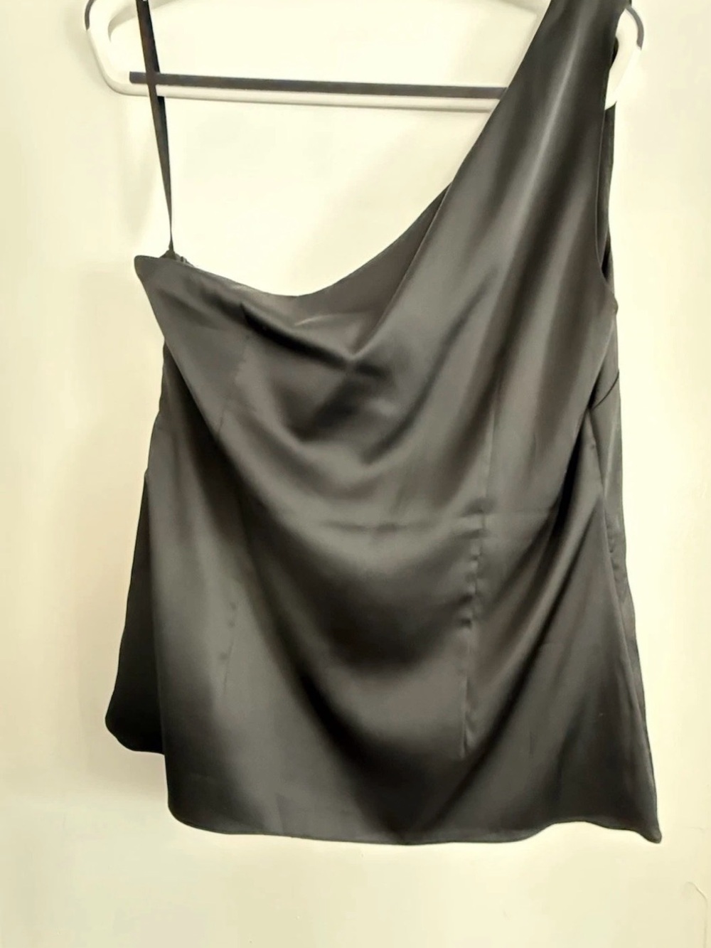 NWT 14 Banana Republic Blouse Black Satin Silky One Shoulder Halter Ret $79